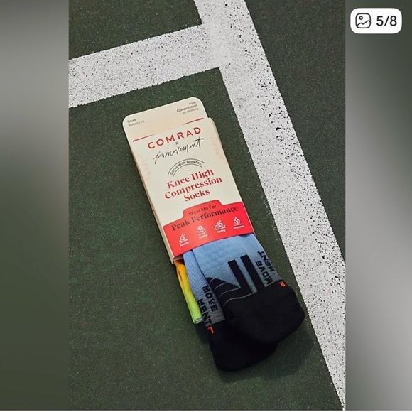 FREE PEOPLE MOVEMENT x COMRAD KNEE HIGH COMPRESSION SOCKS NIP MULTI COLOR - Picture 5 of 8